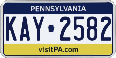 PA license plate KAY2582