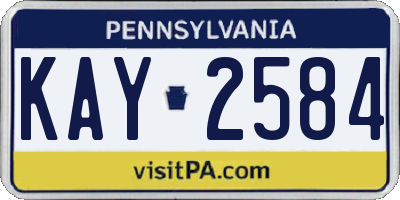 PA license plate KAY2584