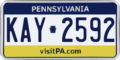 PA license plate KAY2592