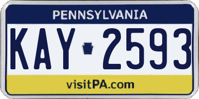 PA license plate KAY2593