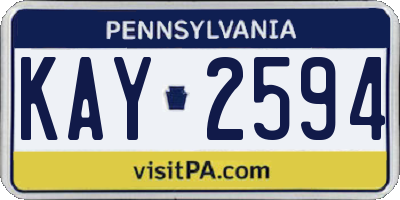 PA license plate KAY2594