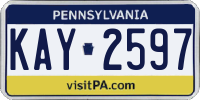 PA license plate KAY2597