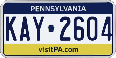 PA license plate KAY2604