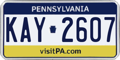 PA license plate KAY2607