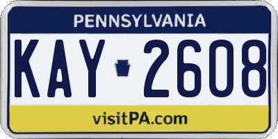 PA license plate KAY2608