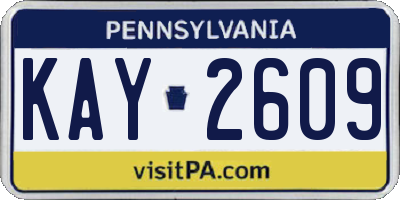 PA license plate KAY2609