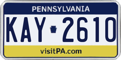 PA license plate KAY2610