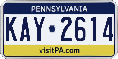 PA license plate KAY2614