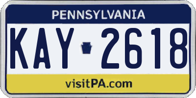 PA license plate KAY2618