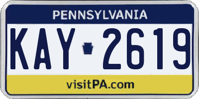 PA license plate KAY2619
