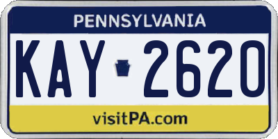 PA license plate KAY2620