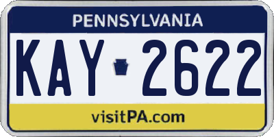 PA license plate KAY2622
