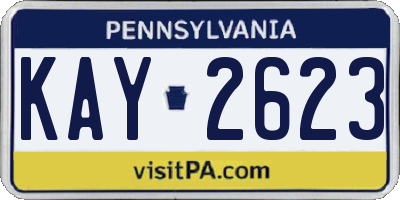 PA license plate KAY2623