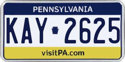 PA license plate KAY2625