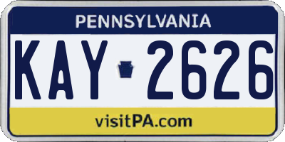 PA license plate KAY2626
