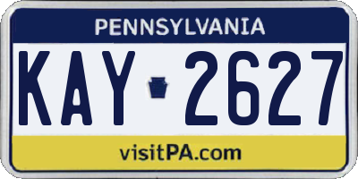 PA license plate KAY2627