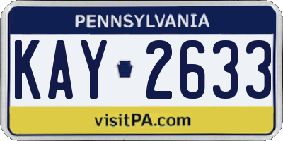 PA license plate KAY2633