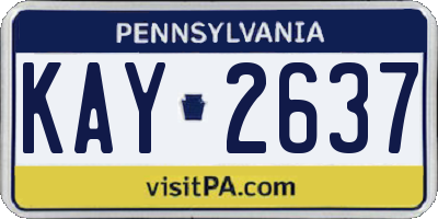 PA license plate KAY2637