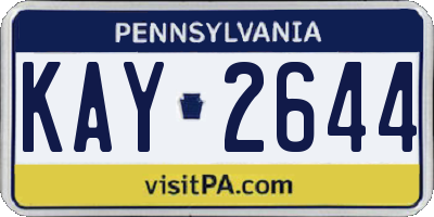 PA license plate KAY2644