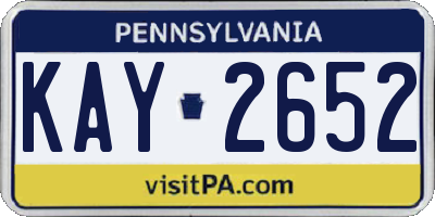 PA license plate KAY2652