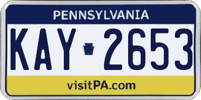 PA license plate KAY2653