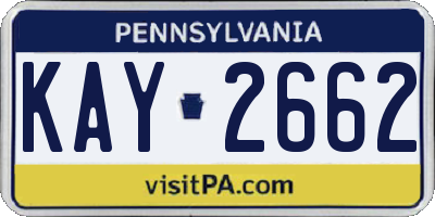 PA license plate KAY2662