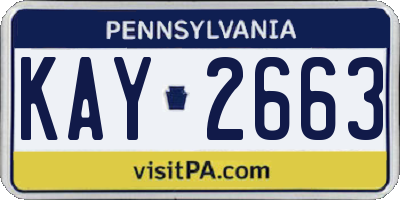 PA license plate KAY2663