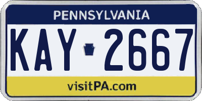 PA license plate KAY2667