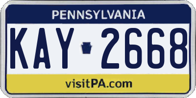 PA license plate KAY2668