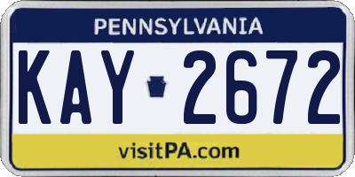 PA license plate KAY2672