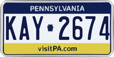 PA license plate KAY2674