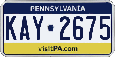 PA license plate KAY2675