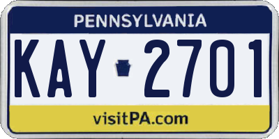 PA license plate KAY2701