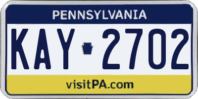 PA license plate KAY2702