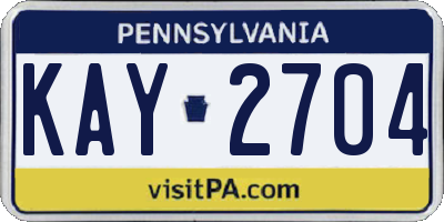 PA license plate KAY2704