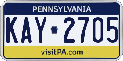 PA license plate KAY2705