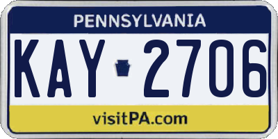 PA license plate KAY2706