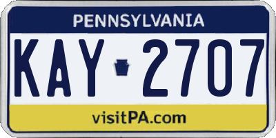 PA license plate KAY2707