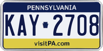 PA license plate KAY2708