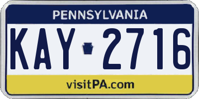 PA license plate KAY2716