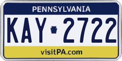 PA license plate KAY2722