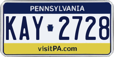 PA license plate KAY2728