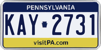 PA license plate KAY2731