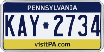 PA license plate KAY2734