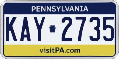 PA license plate KAY2735