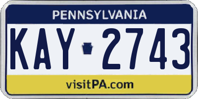 PA license plate KAY2743