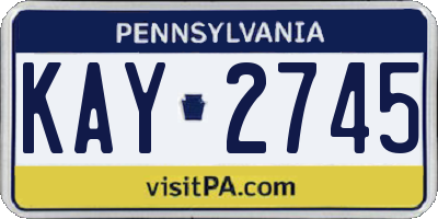 PA license plate KAY2745