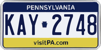 PA license plate KAY2748