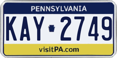 PA license plate KAY2749