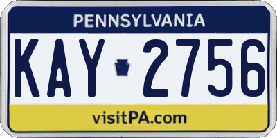 PA license plate KAY2756